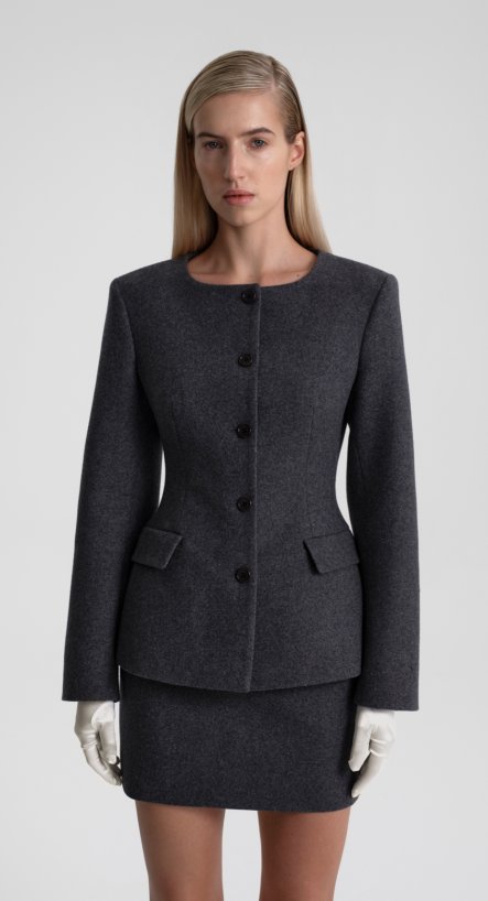 Жакет приталенный из пальтовой ткани									