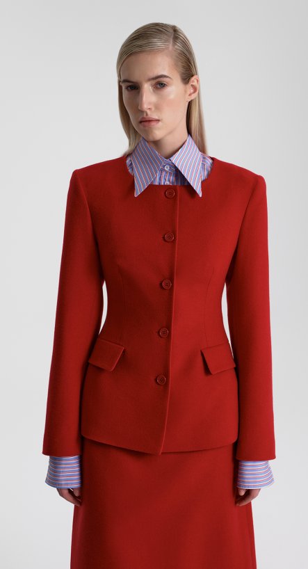 Жакет приталенный из пальтовой ткани									