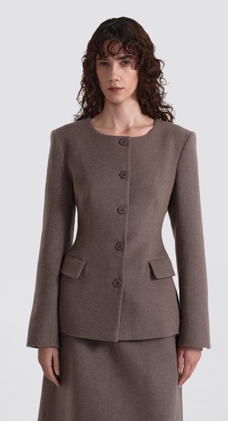 Жакет приталенный из пальтовой ткани									