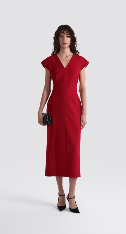 Платье миди приталенное