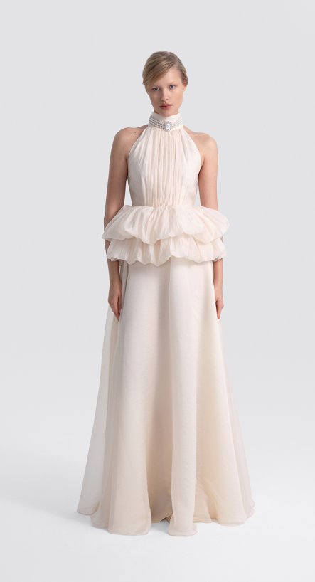 Платье макси с баской