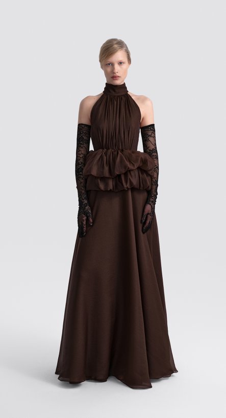 Платье макси с баской