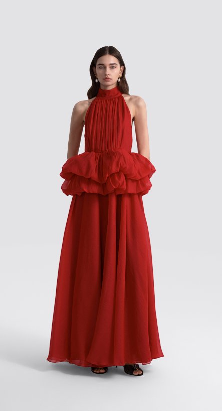 Платье макси с баской